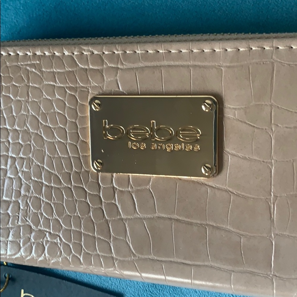 bebe Natalie Croco Zip Around Wallet